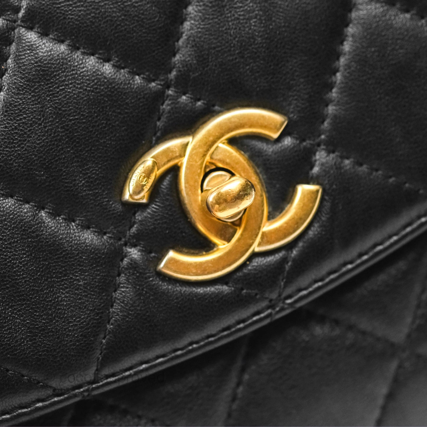 Chanel Mini Wrapped Handle Flap Bag Black Crumpled Lambskin Aged Gold Hardware 21S