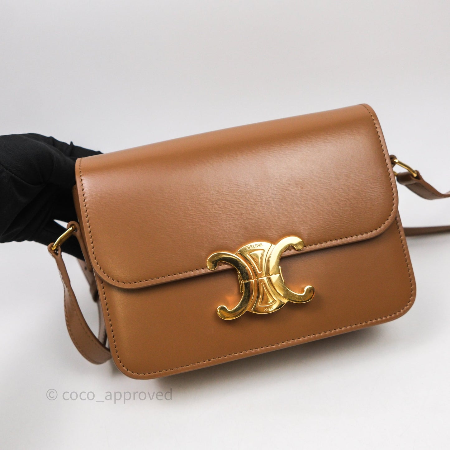 Celine Teen Triomphe Bag Shiny Calfskin Brown