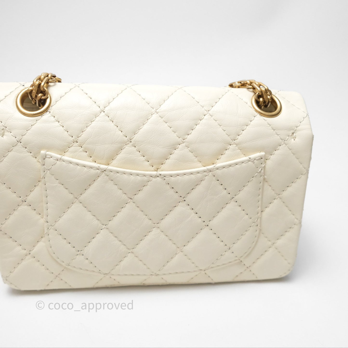 Chanel Mini Reissue 224 White Ivory Aged Calfskin Aged Gold Hardware