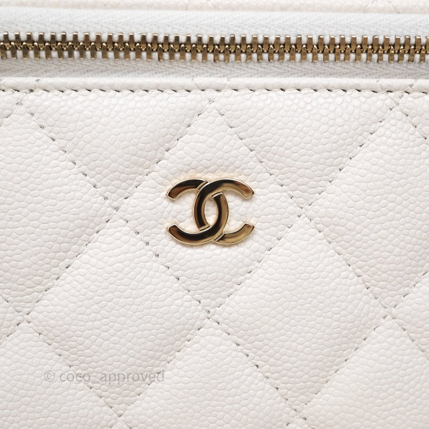 Chanel Classic Vanity Rectangular with Chain White Caviar Gold Hardware