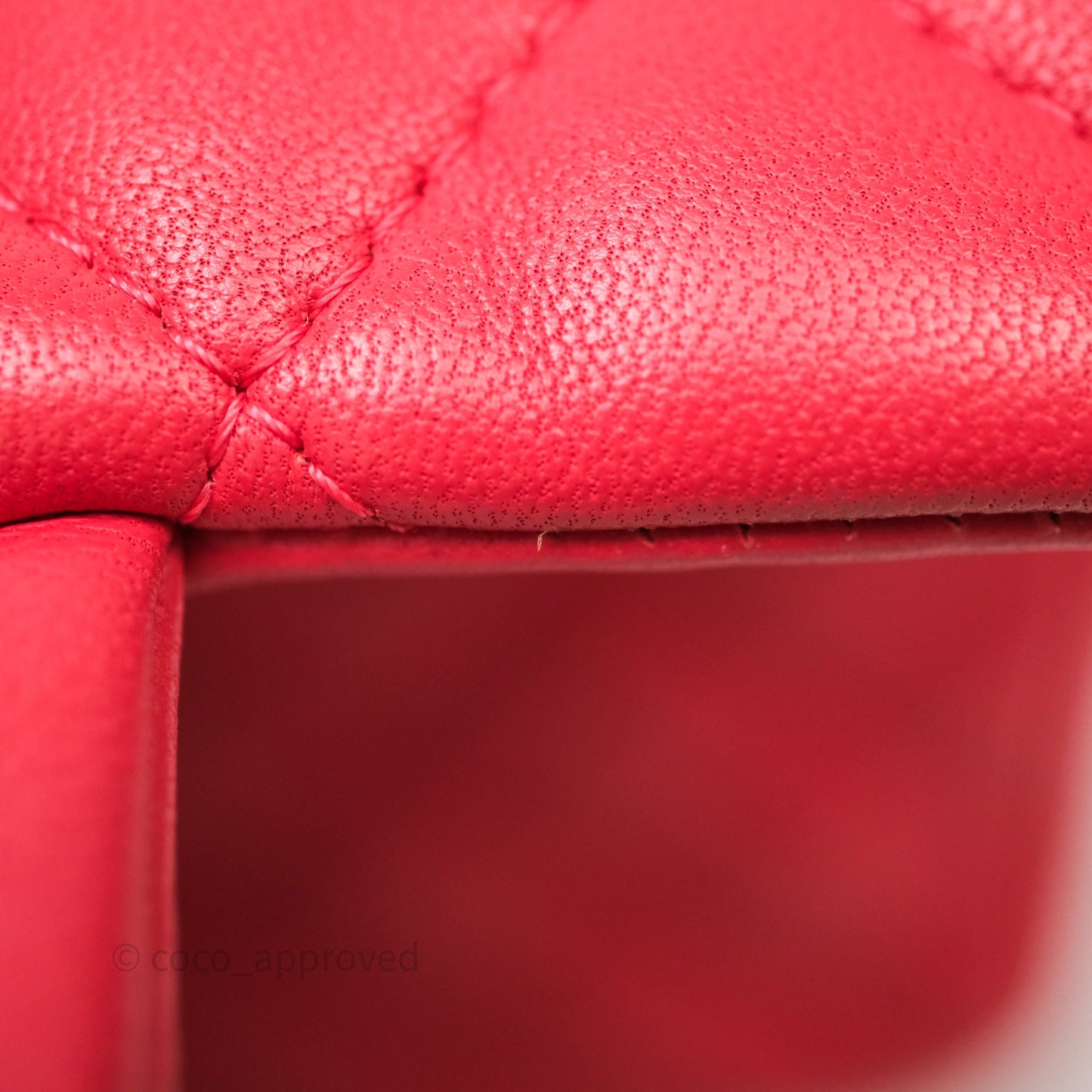 Chanel Mini Square Quilted Red Lambskin Aged Gold Hardware