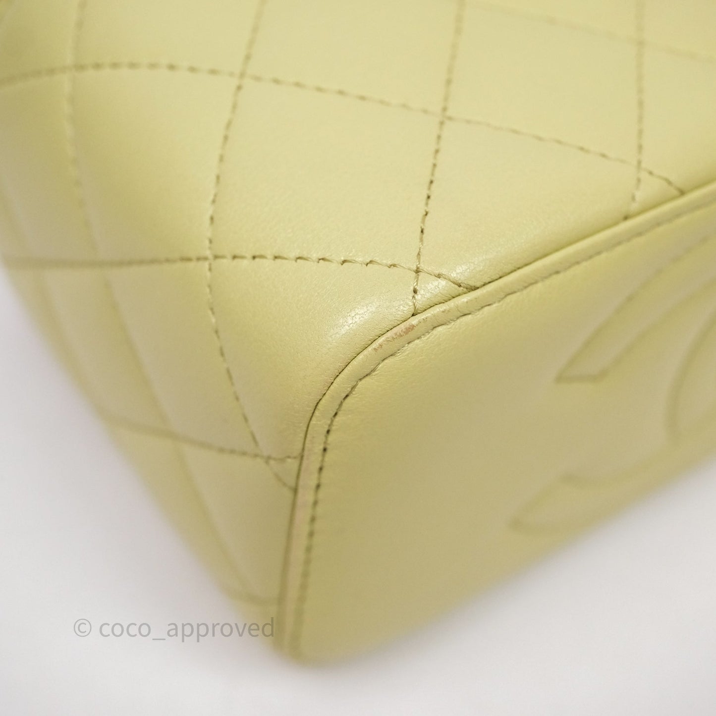 Chanel Quilted Vanity With Chain Lambskin Green Gold Hardware
