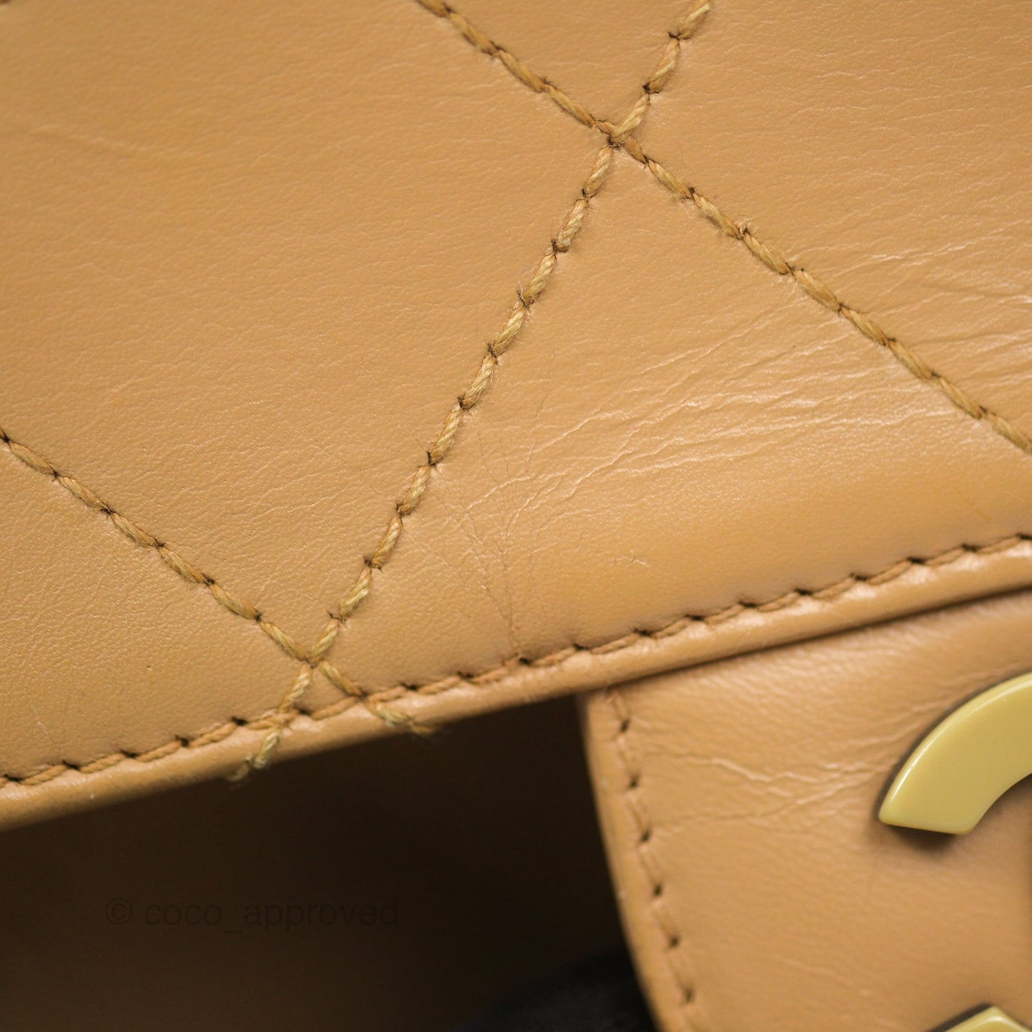 Chanel Vintage Jumbo Beige Flap Bag Lambskin Enamel Hardware