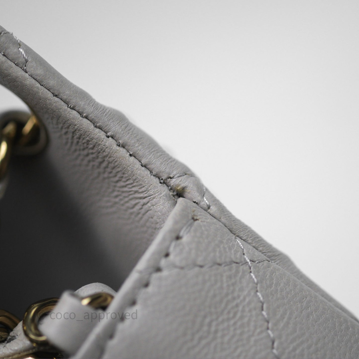 Chanel Mini Square Flap Quilted Light Grey Lambskin Gold Hardware