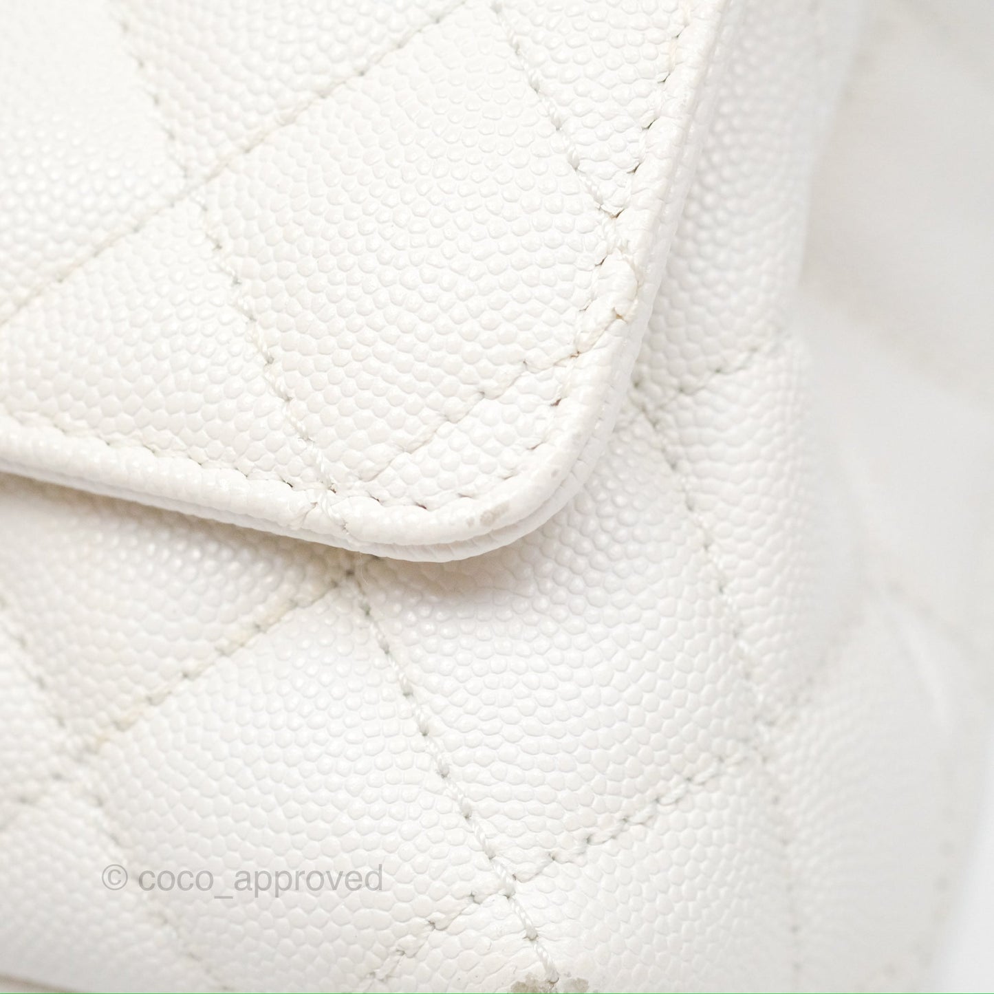 Chanel Extra Mini Quilted Coco Handle White Caviar Gold Hardware