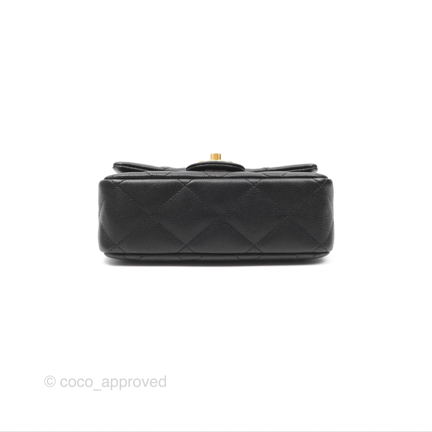 Chanel Mini Flap Bag Heart Adjustable Chain Black Caviar Aged Gold Hardware