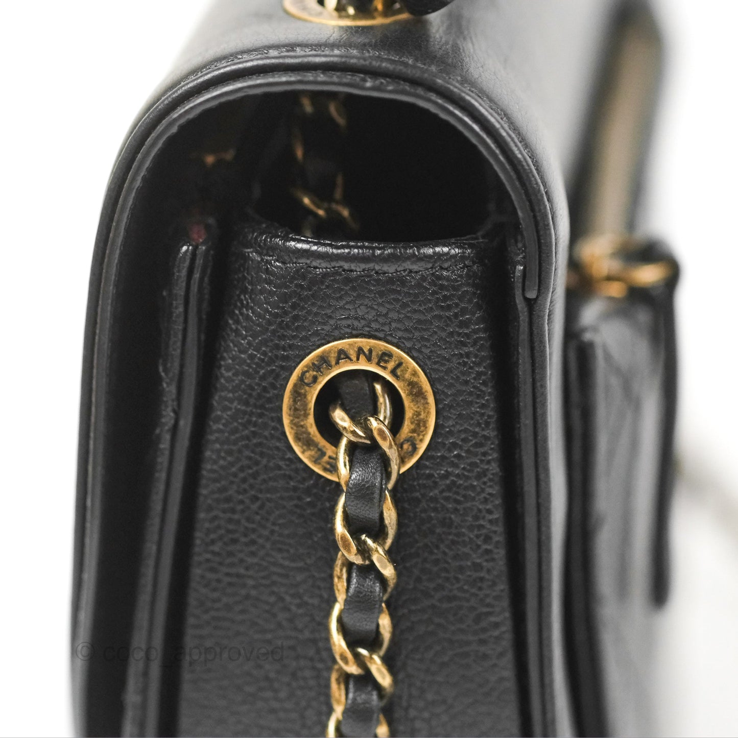 Chanel Small Coco Curve Flap Black Goatskin Antique Gold Hardware