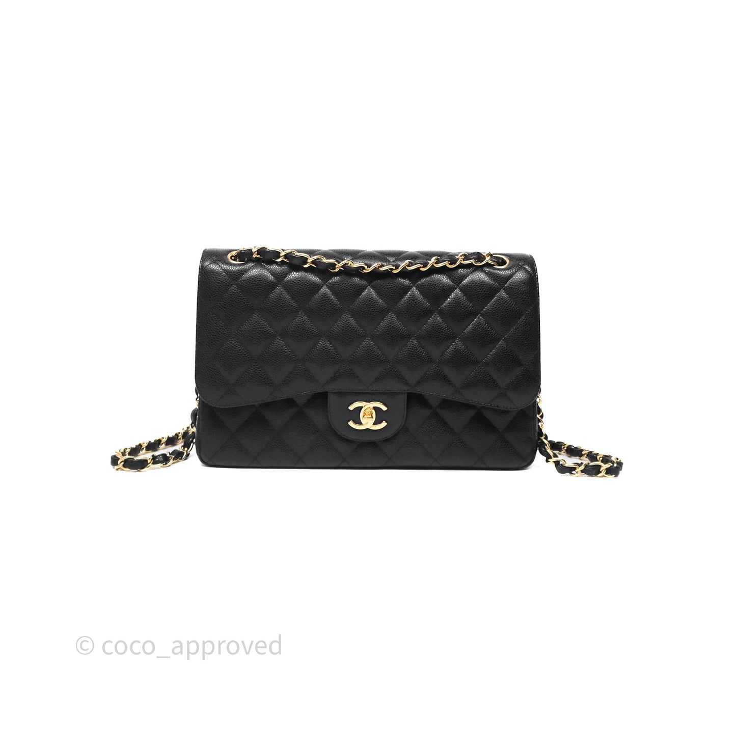 Chanel Jumbo Double Flap Black Caviar Gold Hardware⁣⁣