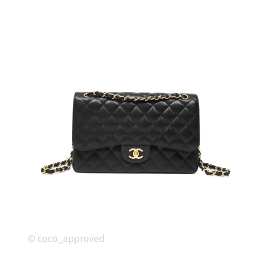 Chanel Jumbo Double Flap Black Caviar Gold Hardware⁣⁣