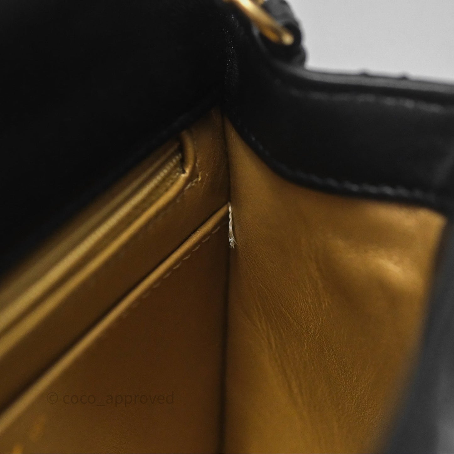 Chanel Pearl Crush Mini Square Quilted Black Lambskin Aged Gold Hardware