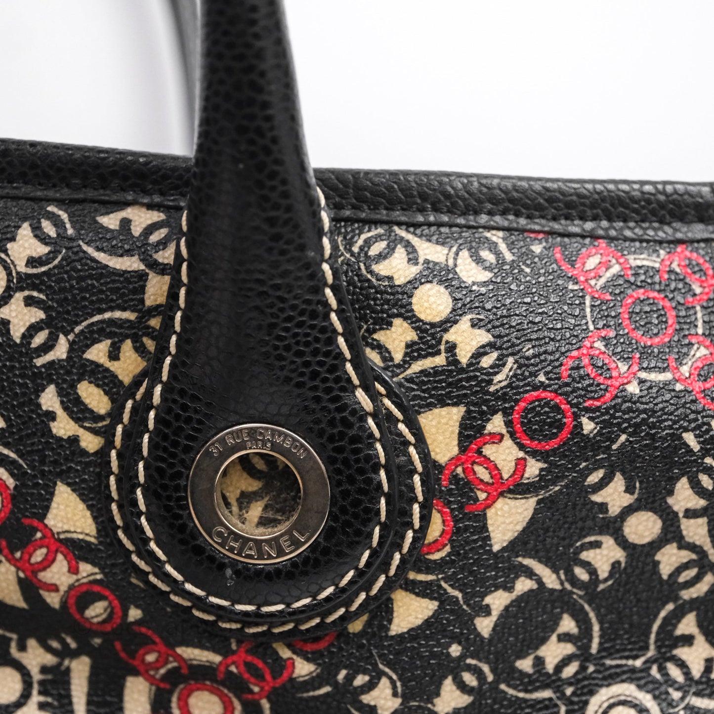 Chanel CC Print Logo Tote Bag Black