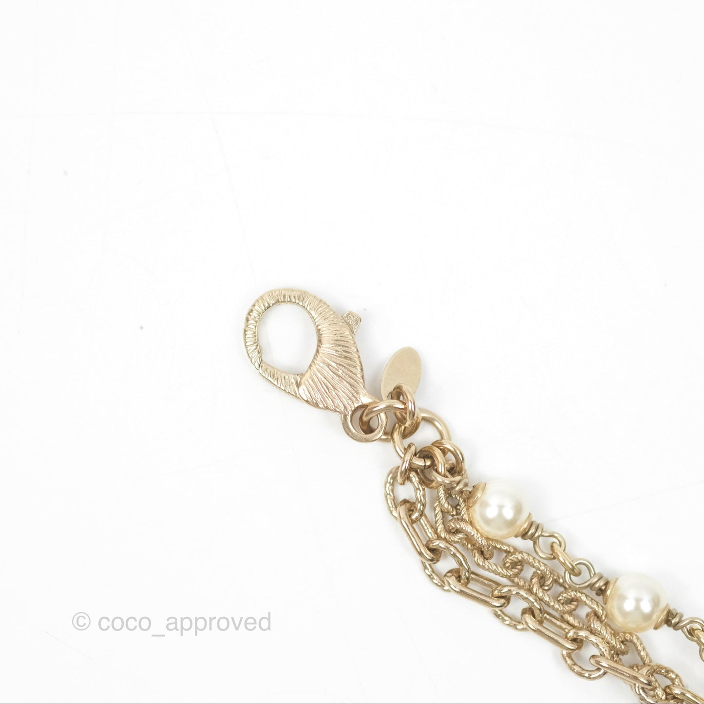 Chanel Purple CC Pearl Chain Long Necklace Gold Tone 15B