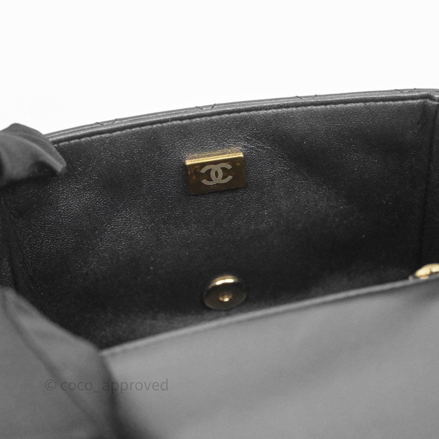 Chanel Mini Square Quilted Black Lambskin Gold Hardware