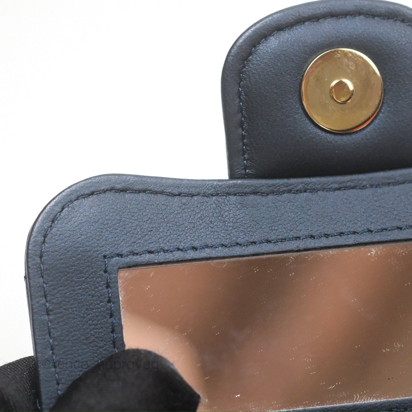 Chanel Mini Handle Clutch With Chain Iridescent Dark Navy Lambskin Gold Hardware