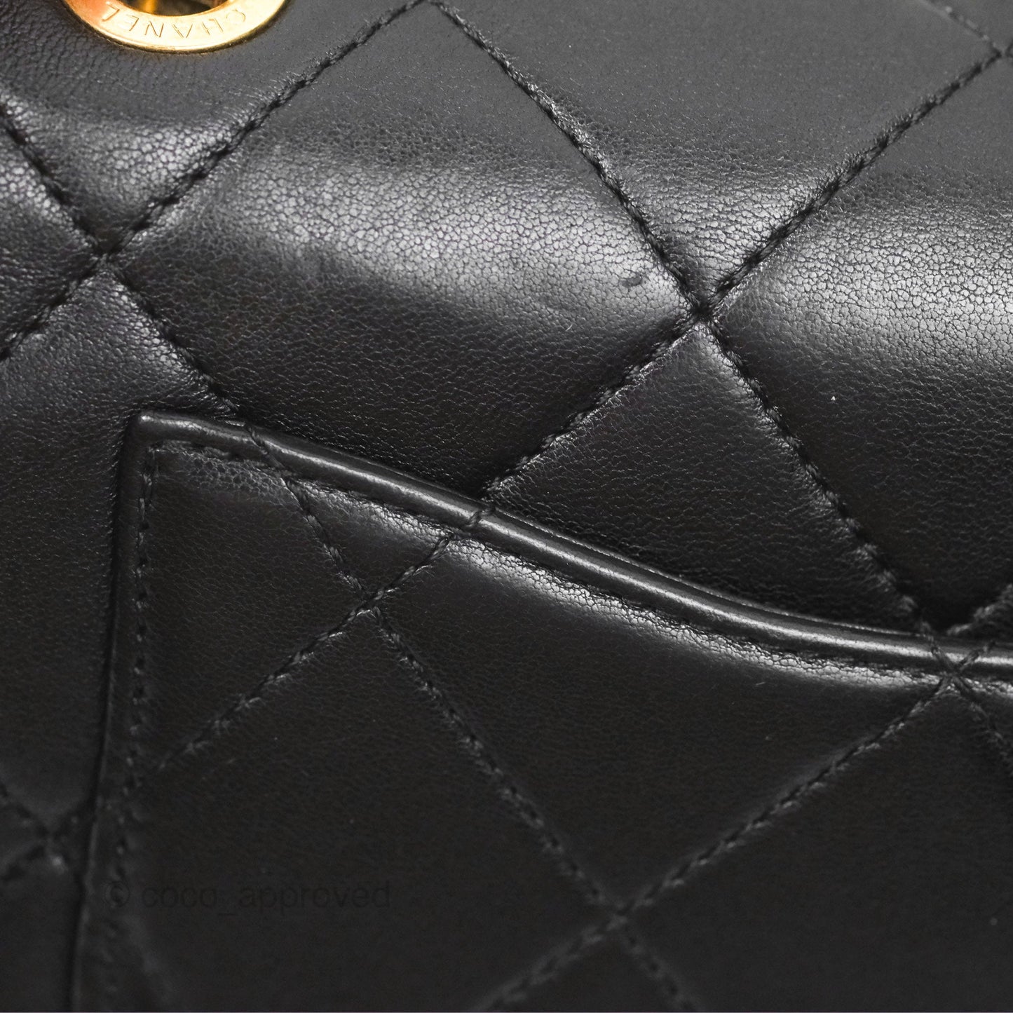 Chanel Mini Top Handle Flap Black Lambskin Aged Gold Hardware