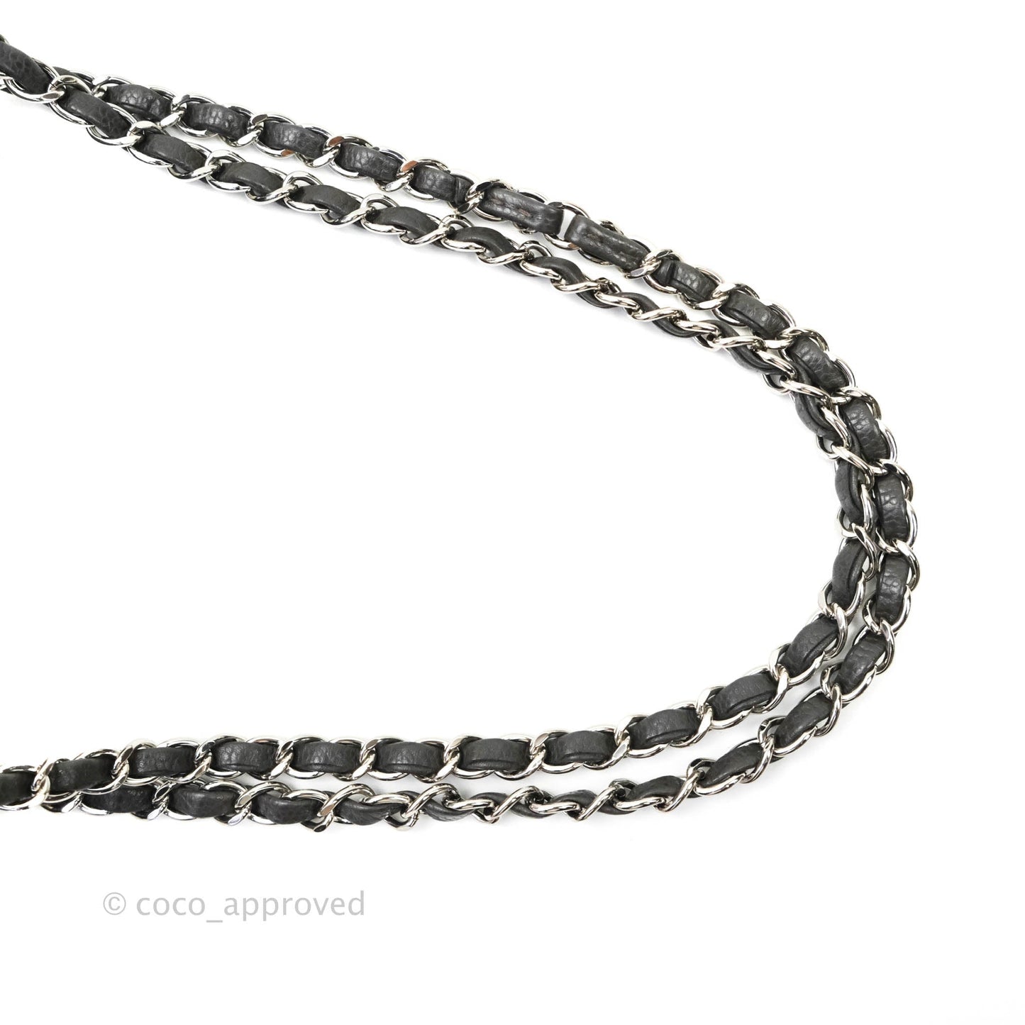 Chanel Quilted M/L Medium Double Flap Dark Grey Caviar Silver Hardware