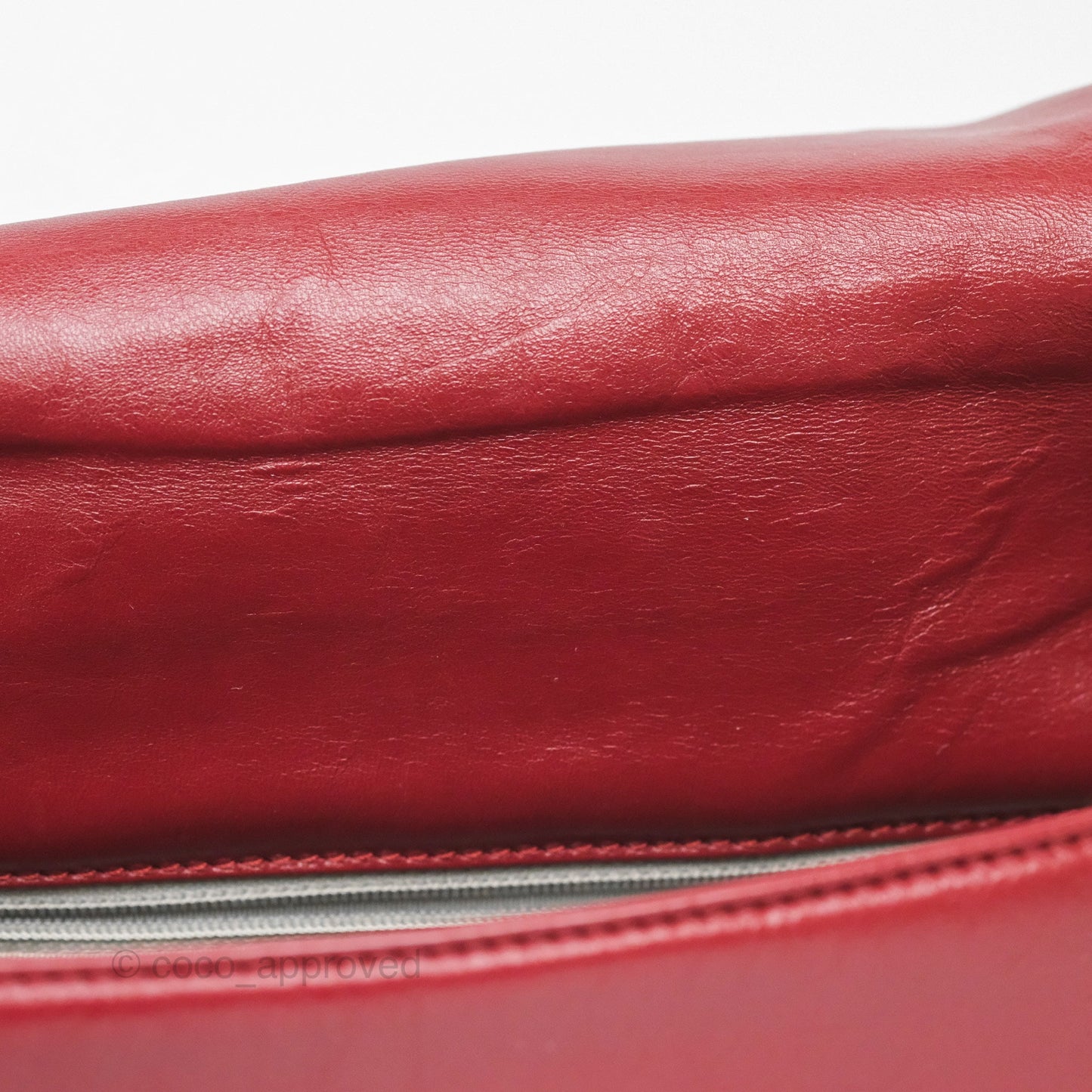 Chanel CC Flap Shoulder Bag Dark Red Crumpled Leather Silver Hardware