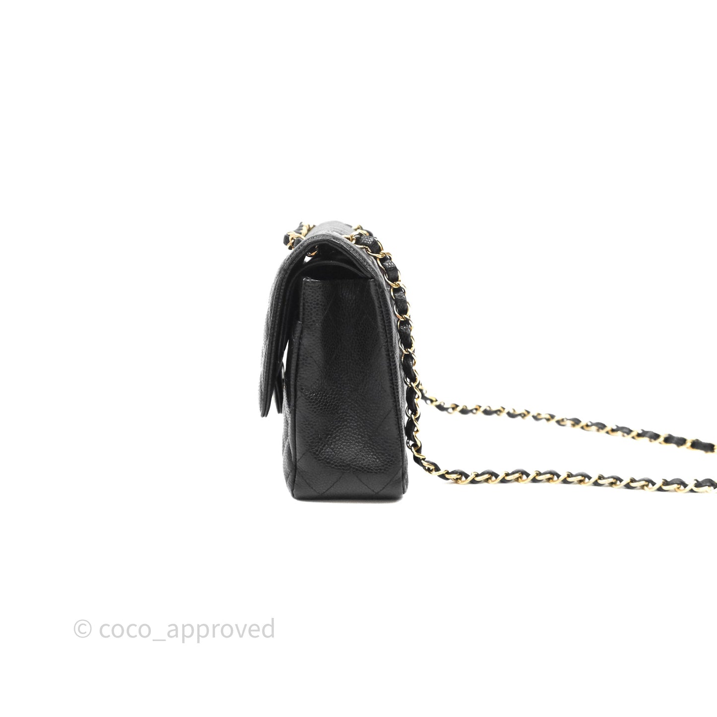 Chanel Classic M/L Medium Flap Quilted Black Caviar Gold Hardware