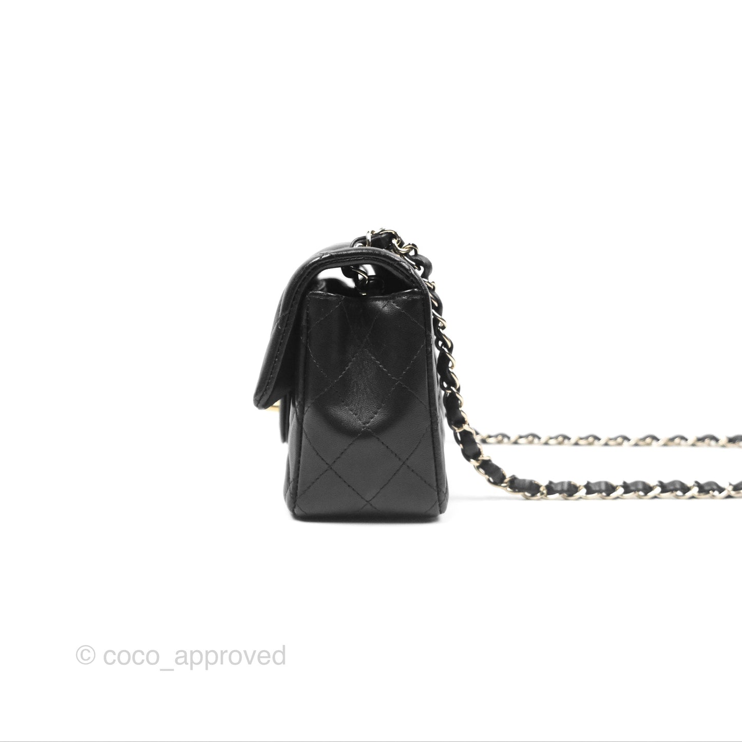 Chanel Quilted Mini Rectangular Flap Black Lambskin Gold Hardware