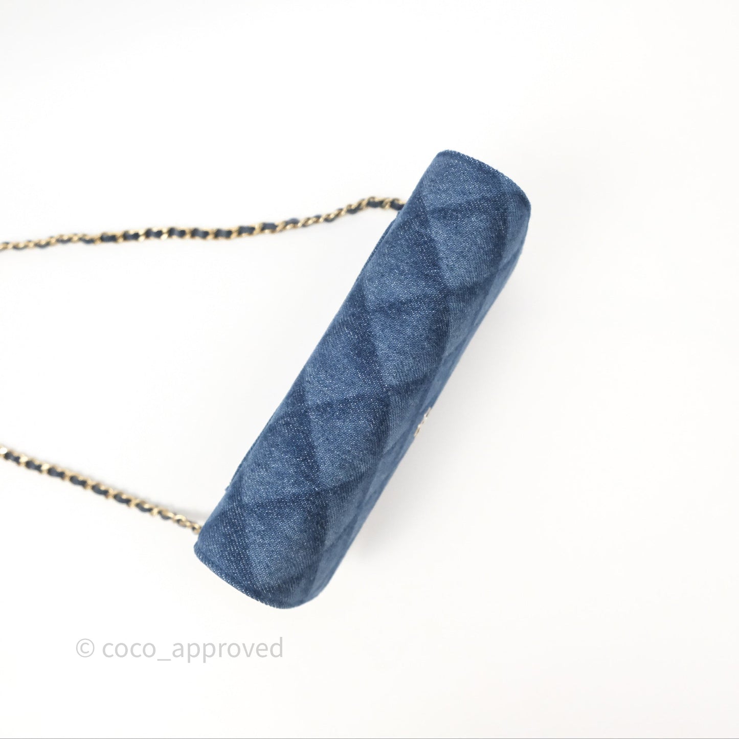Chanel Quilted Classic Wallet on Chain WOC Denim Gold Hardware