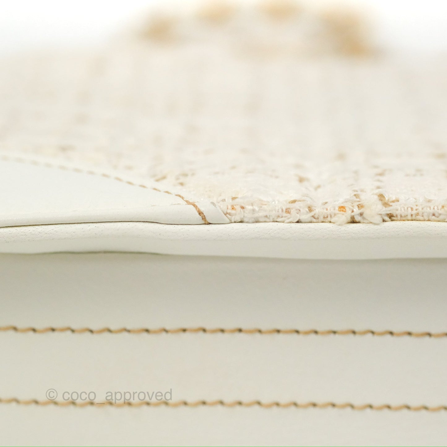 Chanel Small Tweed Flap Bag White Aged Gold Hardware