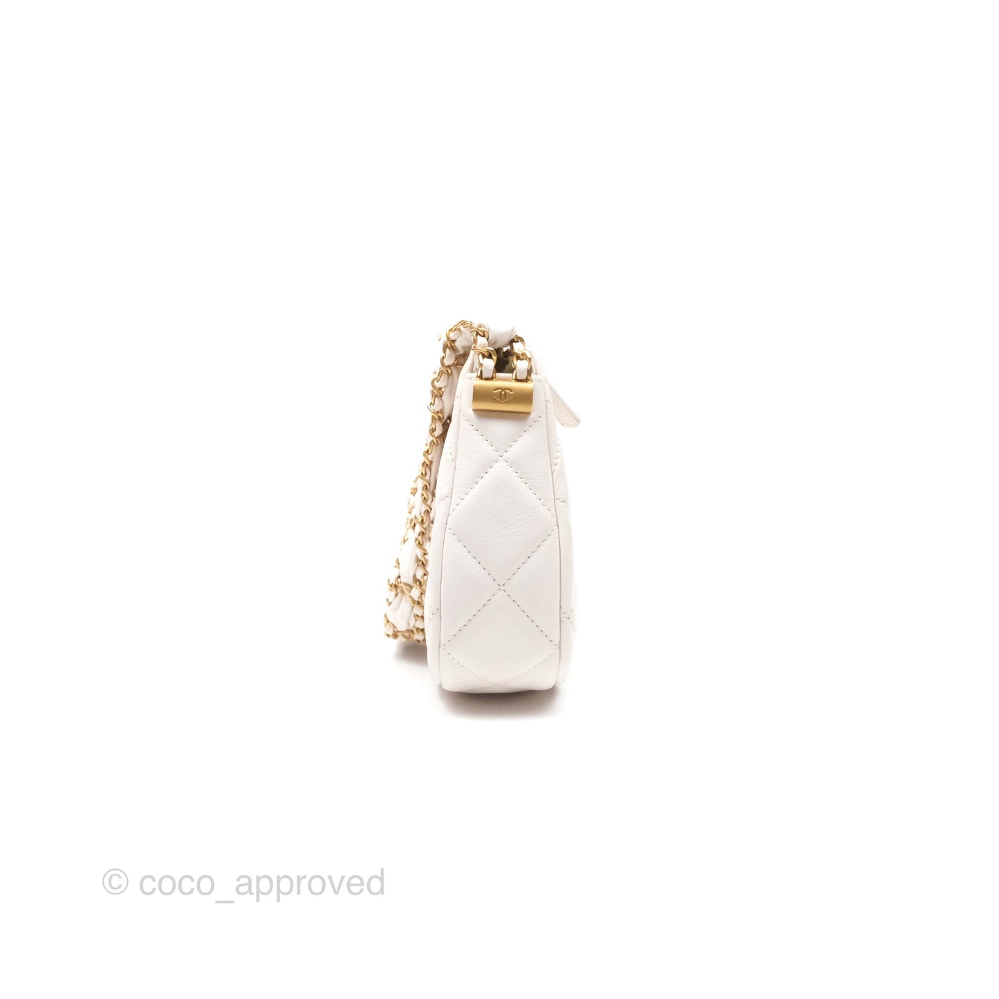Chanel Hobo Bag White Aged Calfskin Aged Gold Hardware