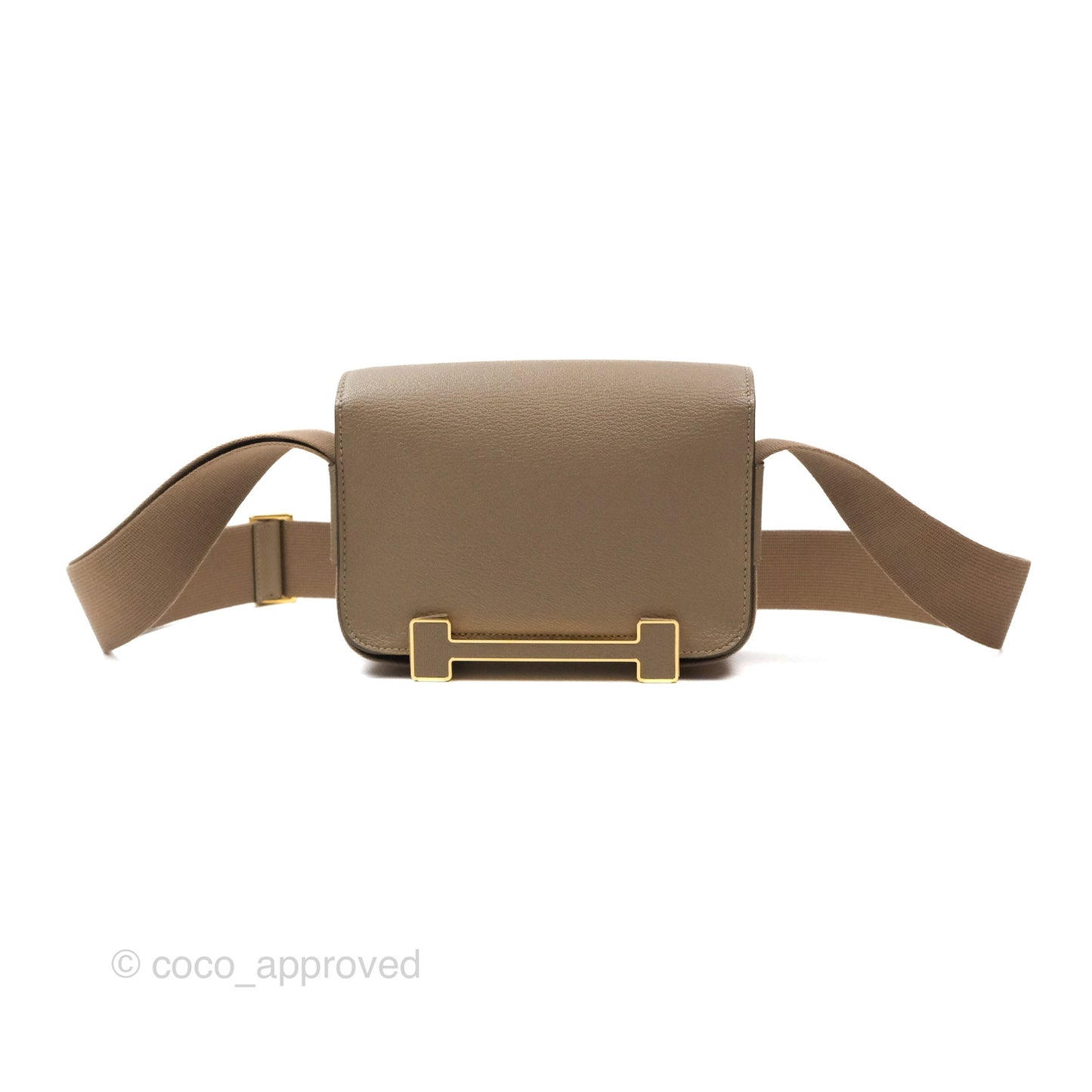Hermès Geta Bag Etoupe Chevre Mysore Gold Hardware
