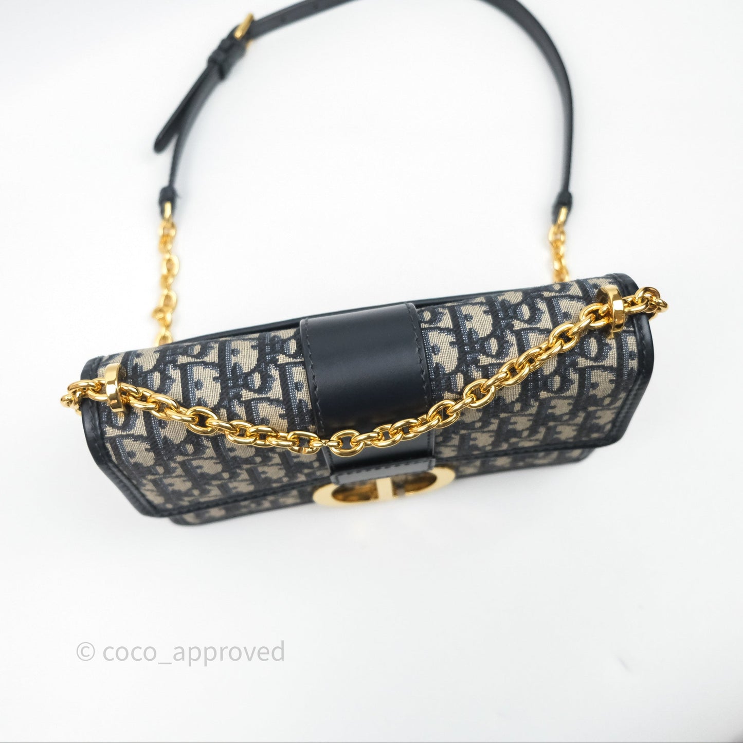 Christian Dior 30 Montaigne with Chain Blue Dior Oblique Jacquard