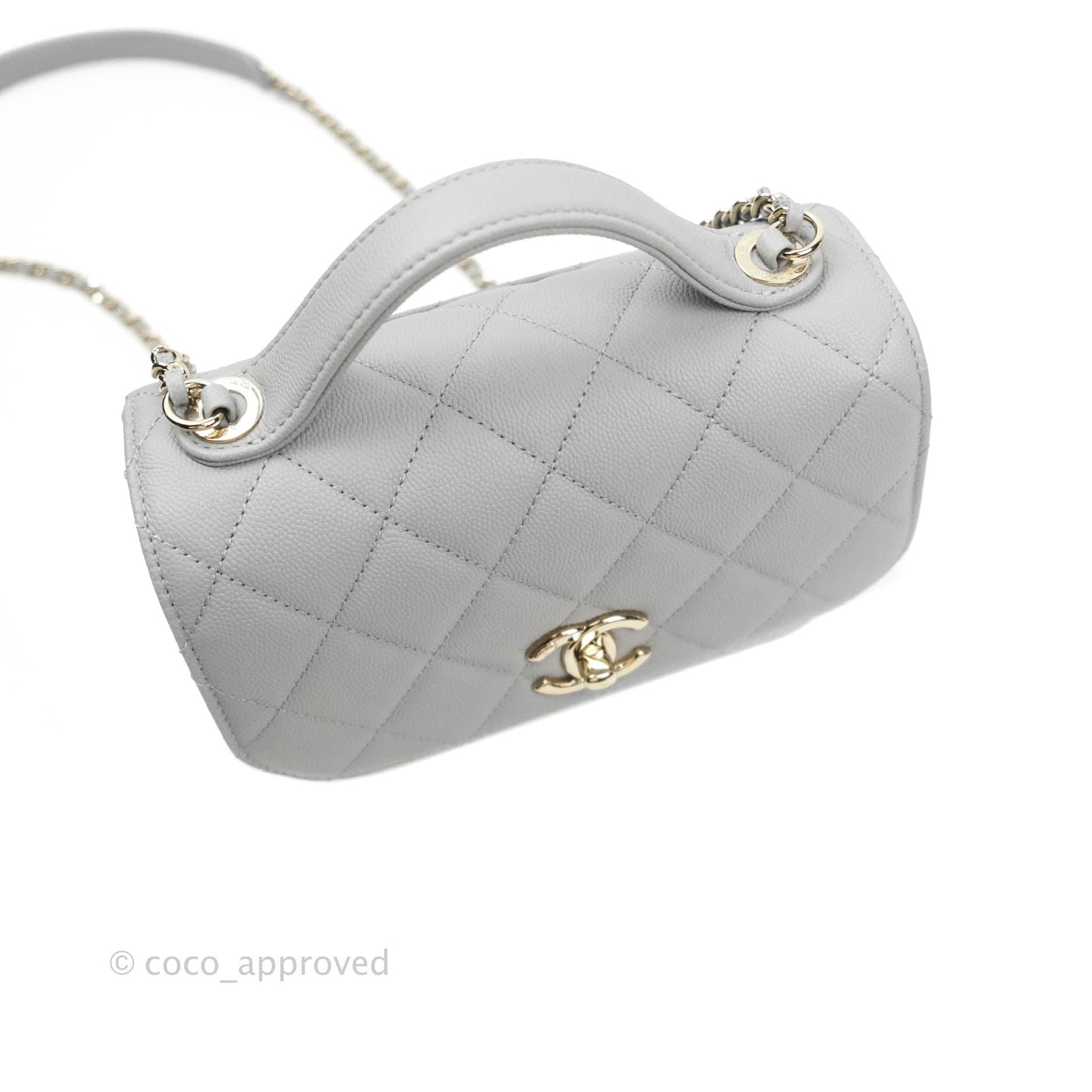 Chanel Quilted Small Business Affinity Flap Grey Caviar Gold Hardware