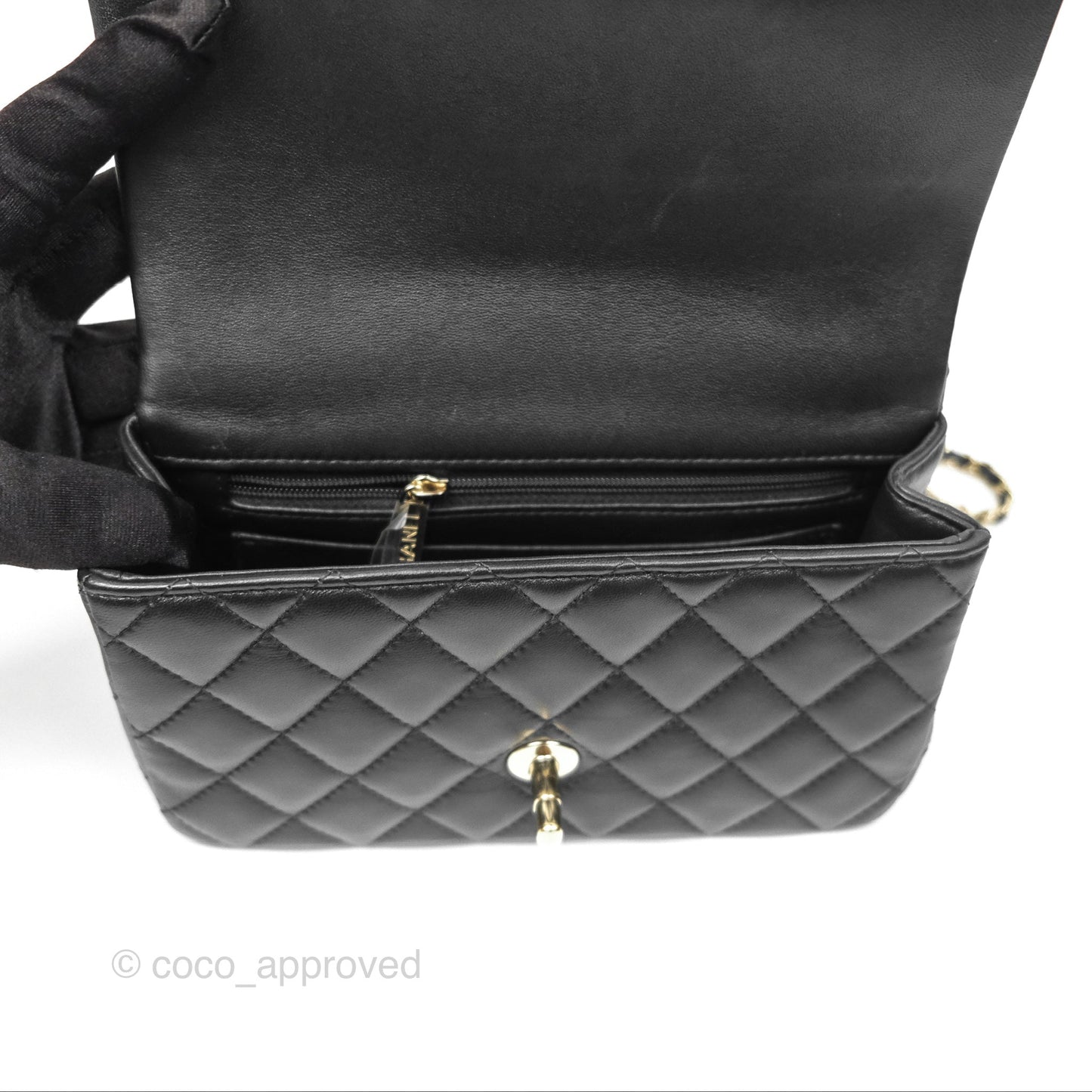 Chanel Top Handle Mini Rectangular Flap Bag Black Lambskin Gold Hardware