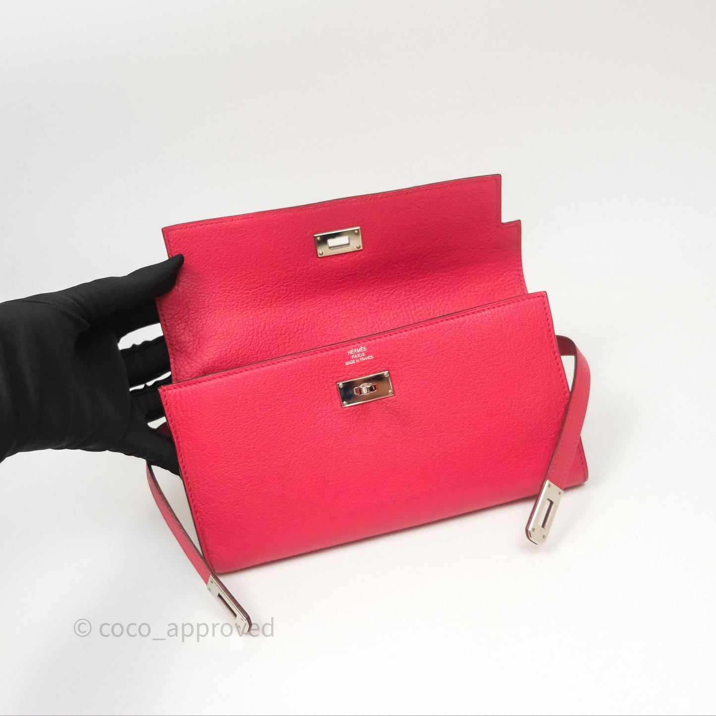 Hermès Kelly Wallet Pink Chevre Mysore Palladium Hardware