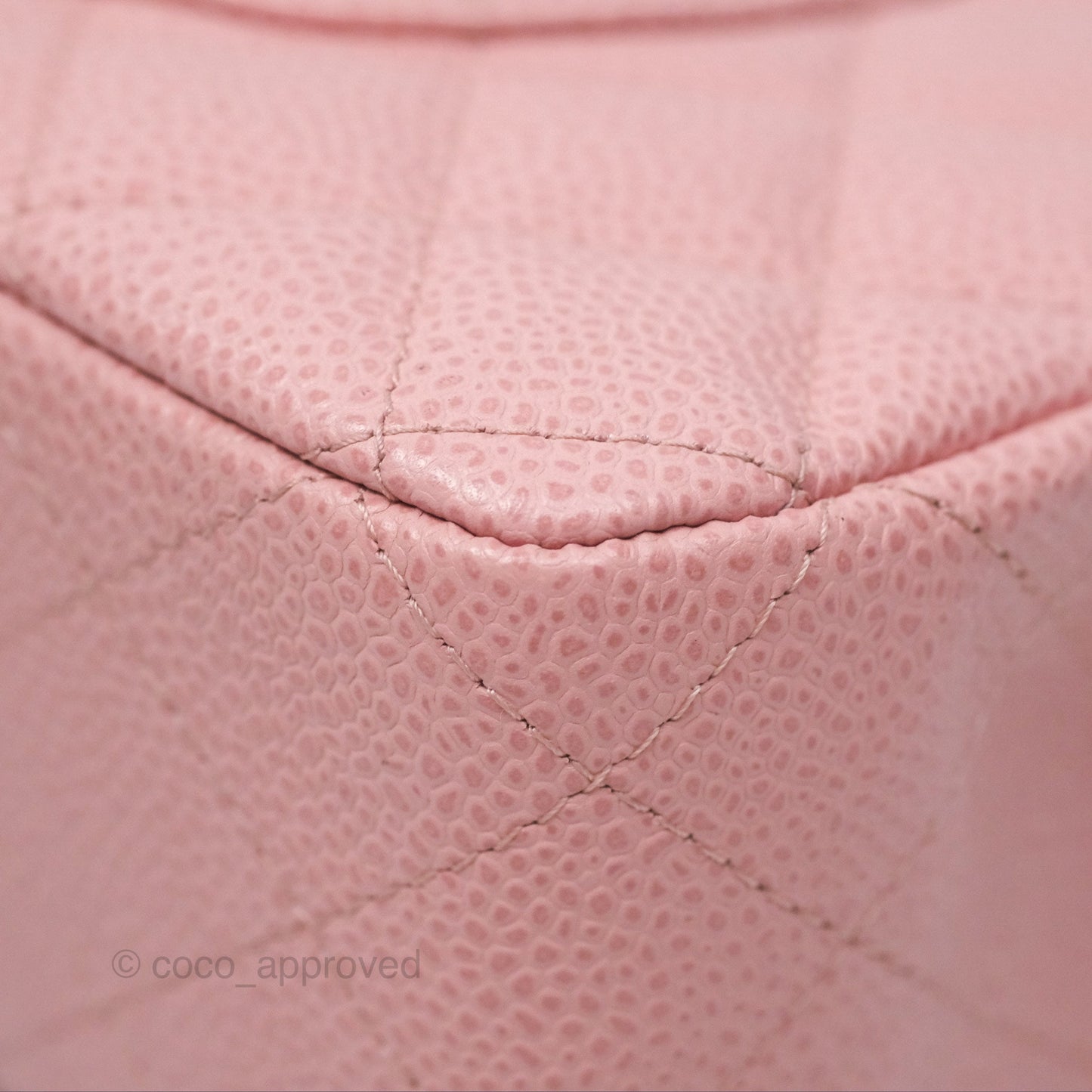 Chanel Vintage Classic M/L Medium Flap Quilted Sakura Pink Caviar 24K Gold Hardware