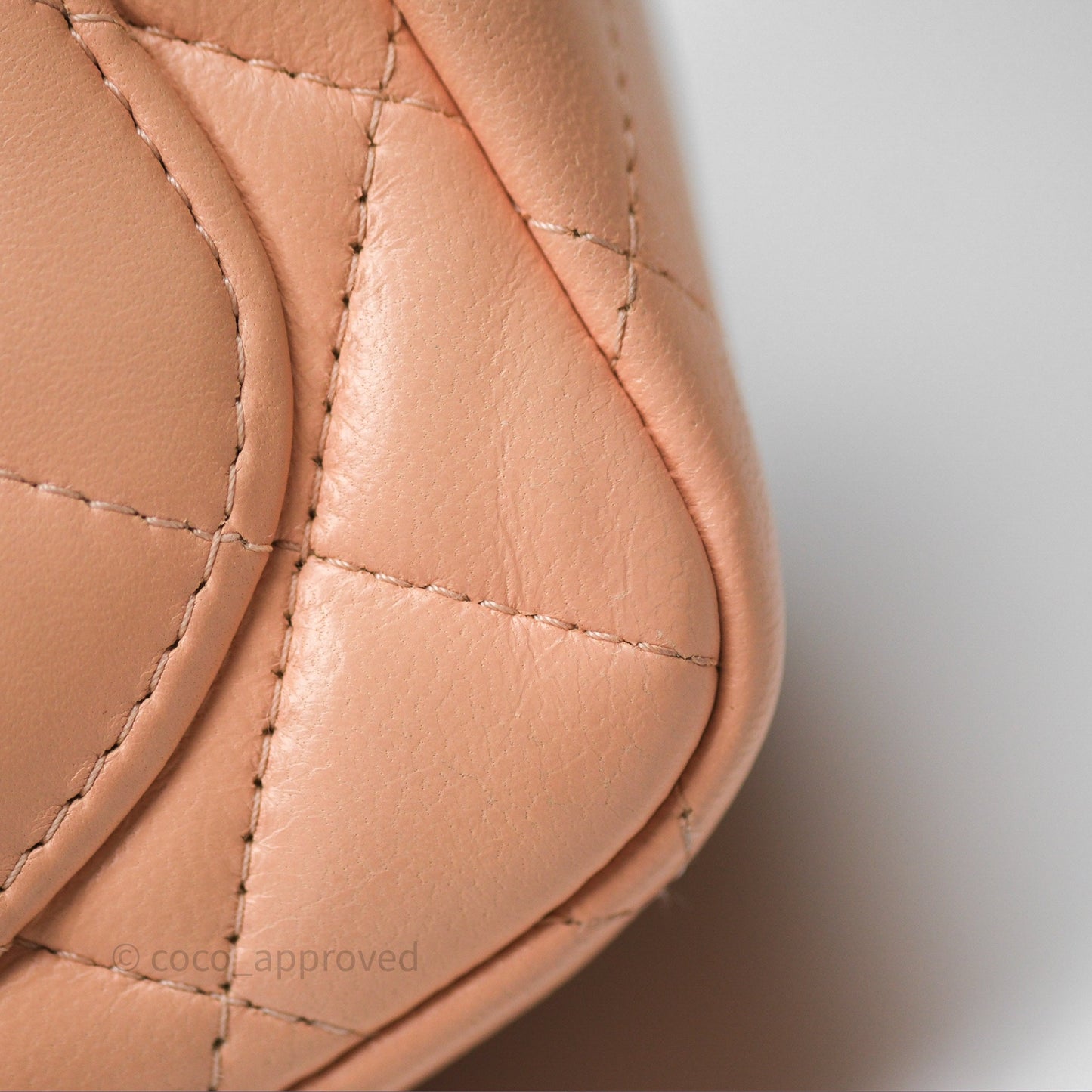 Chanel Mini Square Flap Quilted Beige Pink Lambskin Gold Hardware