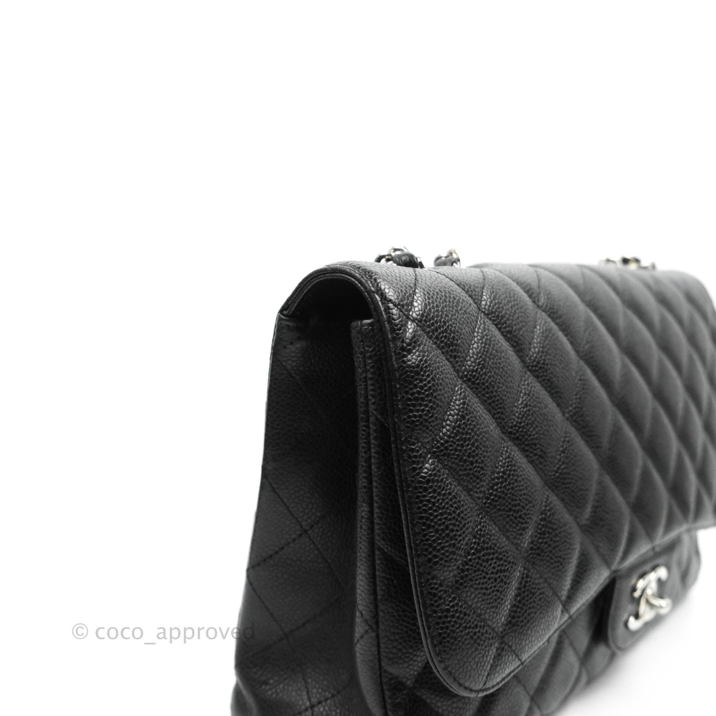 Chanel Single Flap Maxi Caviar Black Silver Hardware