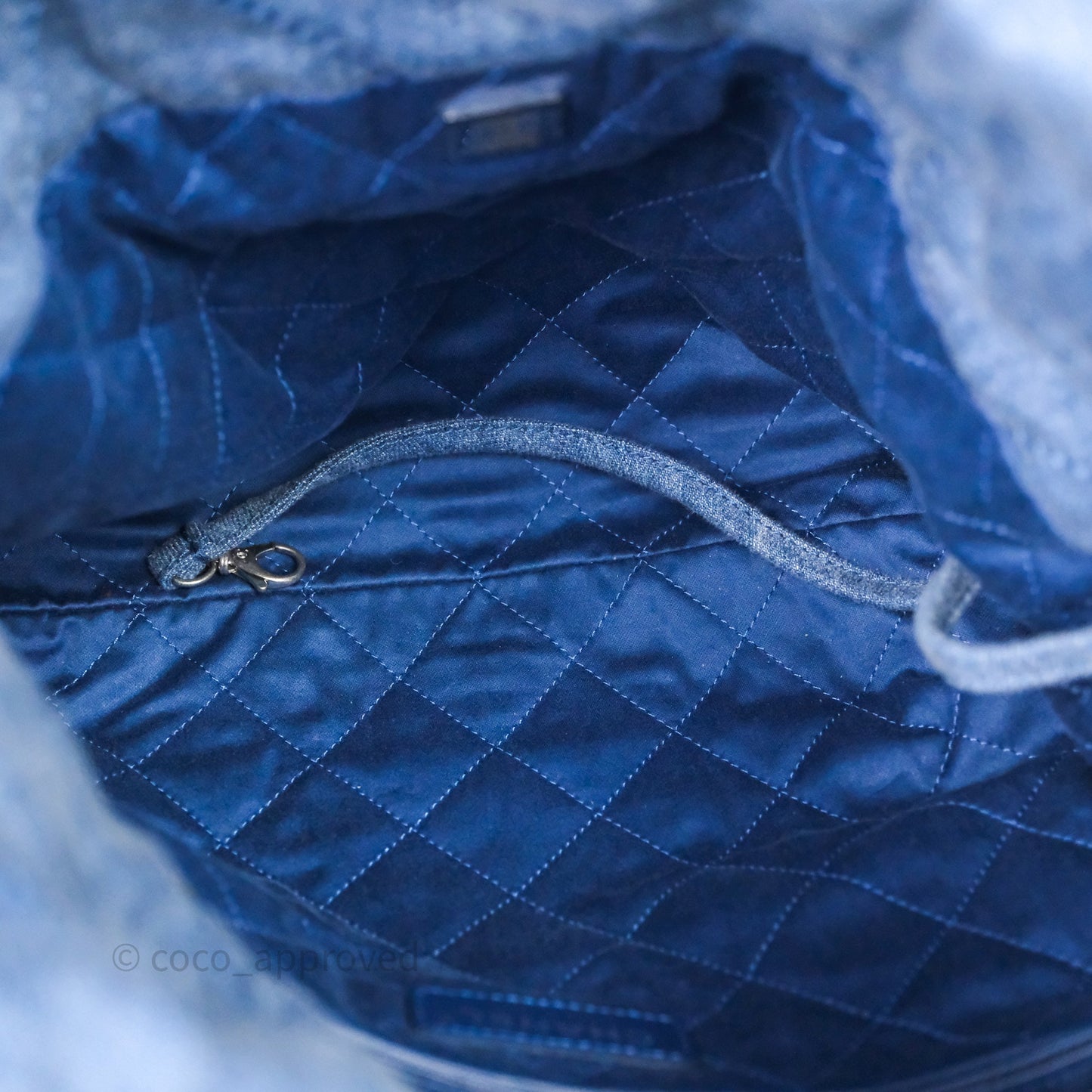 Chanel 22 Small Pearl Studded Denim Silver Hardware