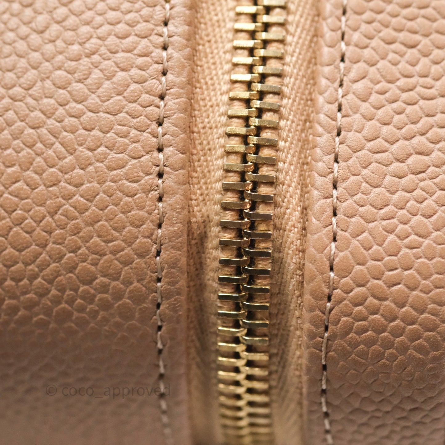 Chanel Quilted Medium CC Filigree Vanity Case Beige Caviar Gold Hardware