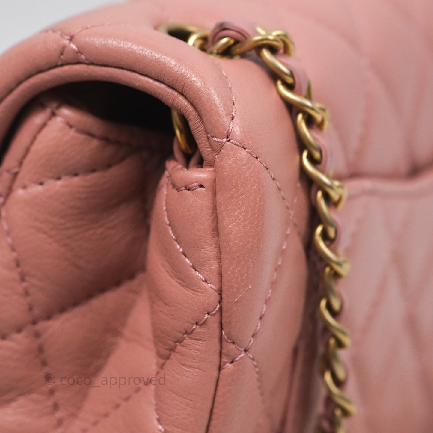 Chanel Mini Rectangular Pearl Crush Dusty Pink Lambskin Aged Gold Hardware
