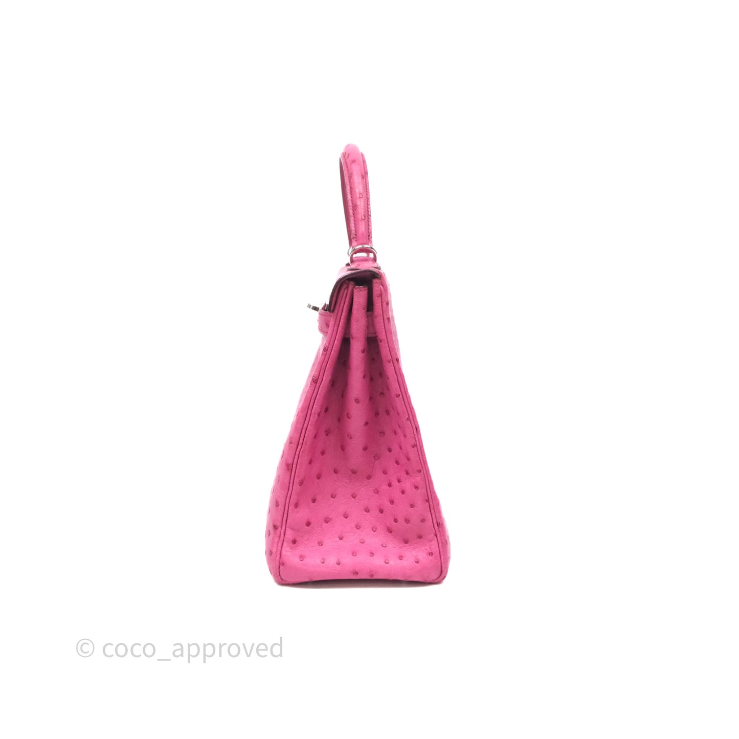 Hermes Kelly 32 Fuchsia Ostrich Palladium Hardware
