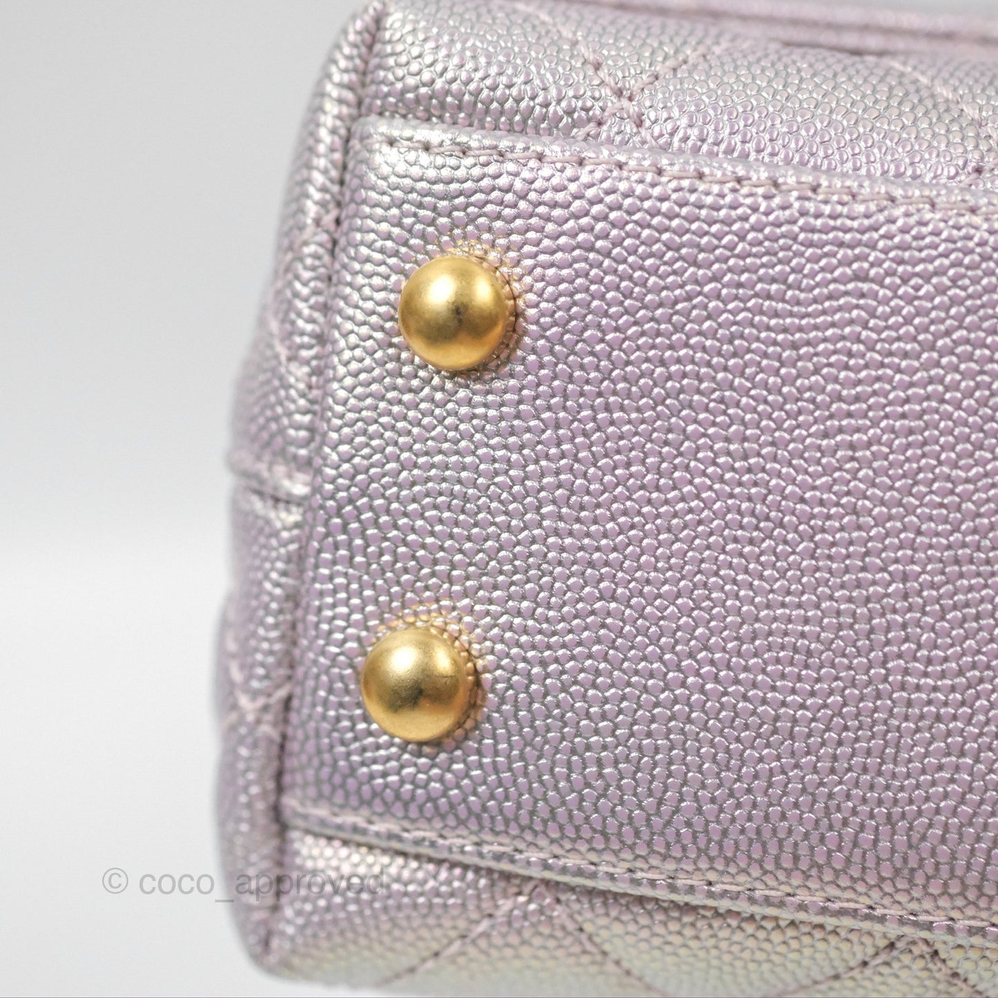 Chanel Mini Coco Handle Quilted Iridescent Purple Caviar Gold Hardware