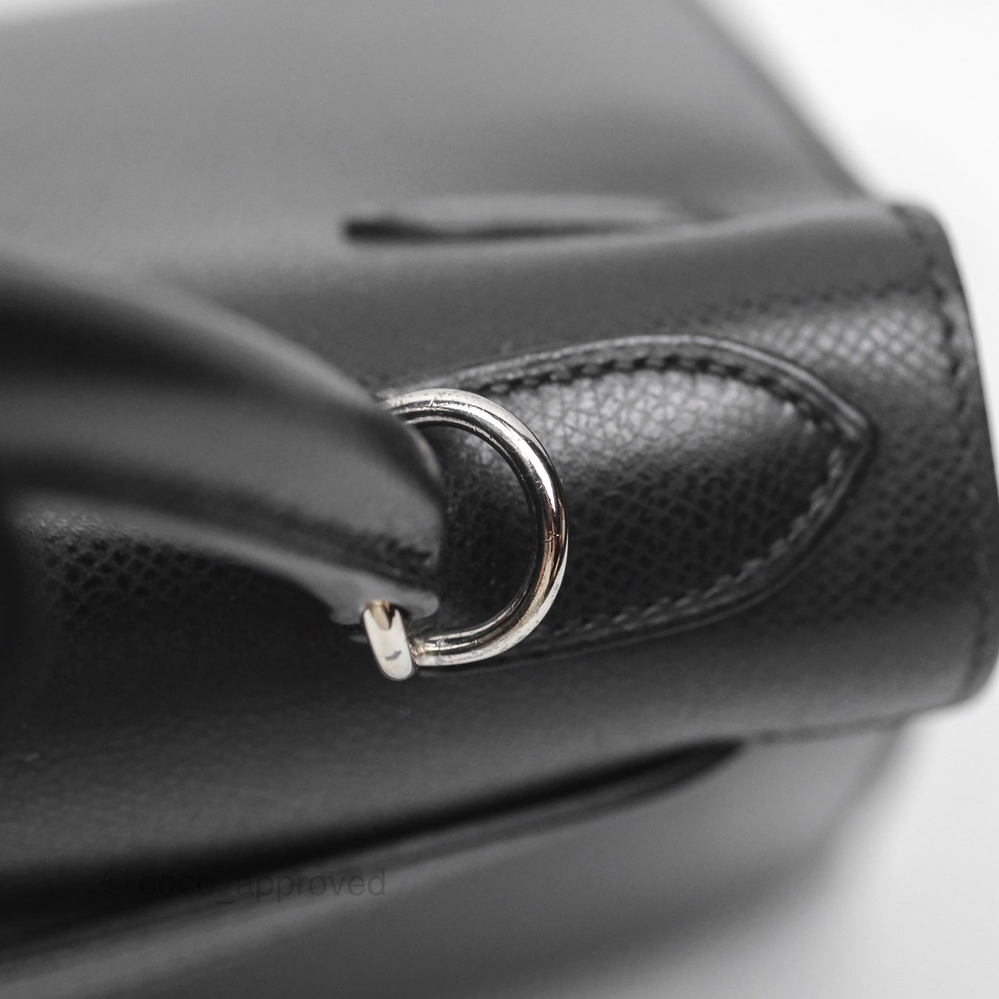 Hermès Vintage Kelly 28 Sellier Noir 89 Courchevel Palladium Hardware