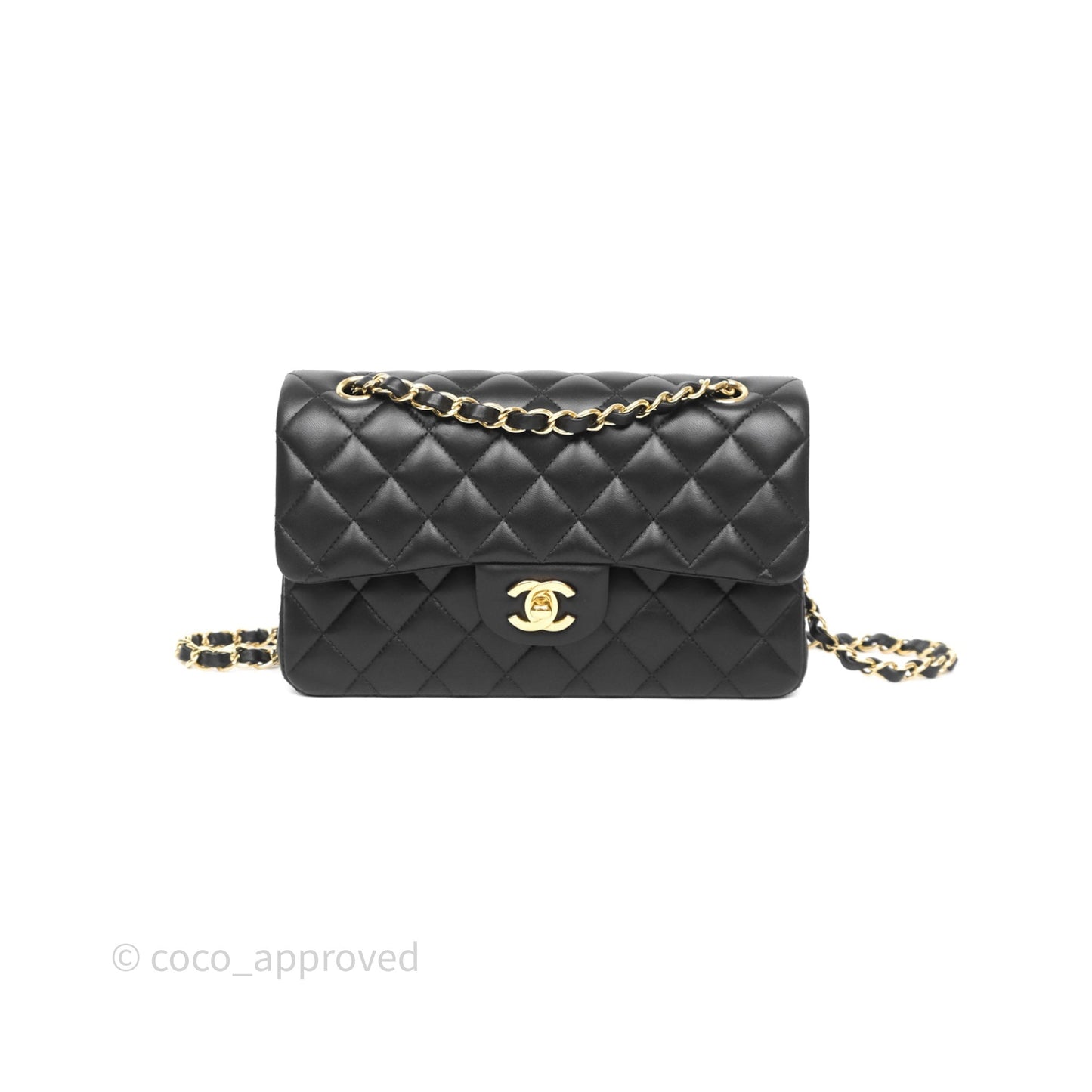 Chanel Small Classic Flap Quilted Black Lambskin Gold Hardware