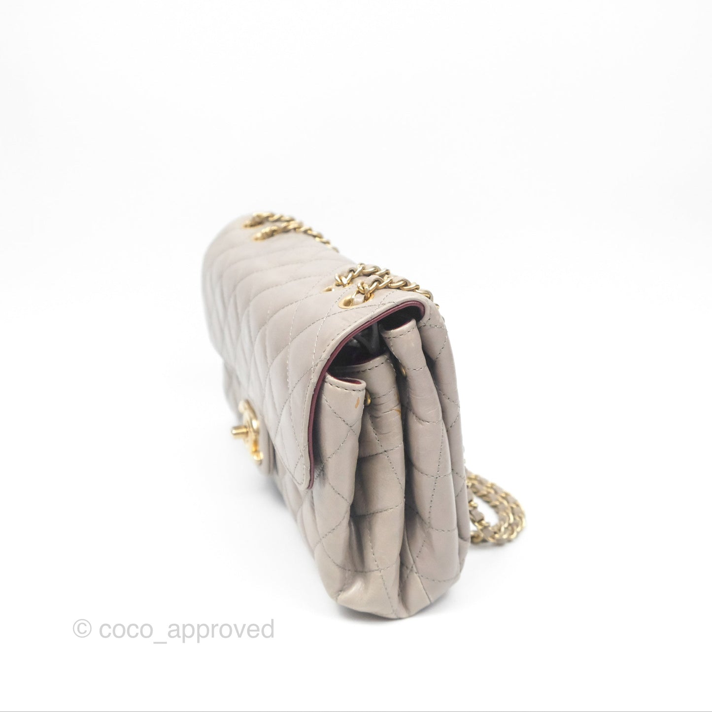 Chanel Accordion Flap Bag Taupe Crinkled Glazed Calfskin