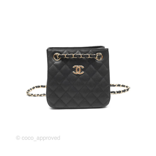 Chanel Mini Bucket Tote Black Caviar Gold Hardware 22S