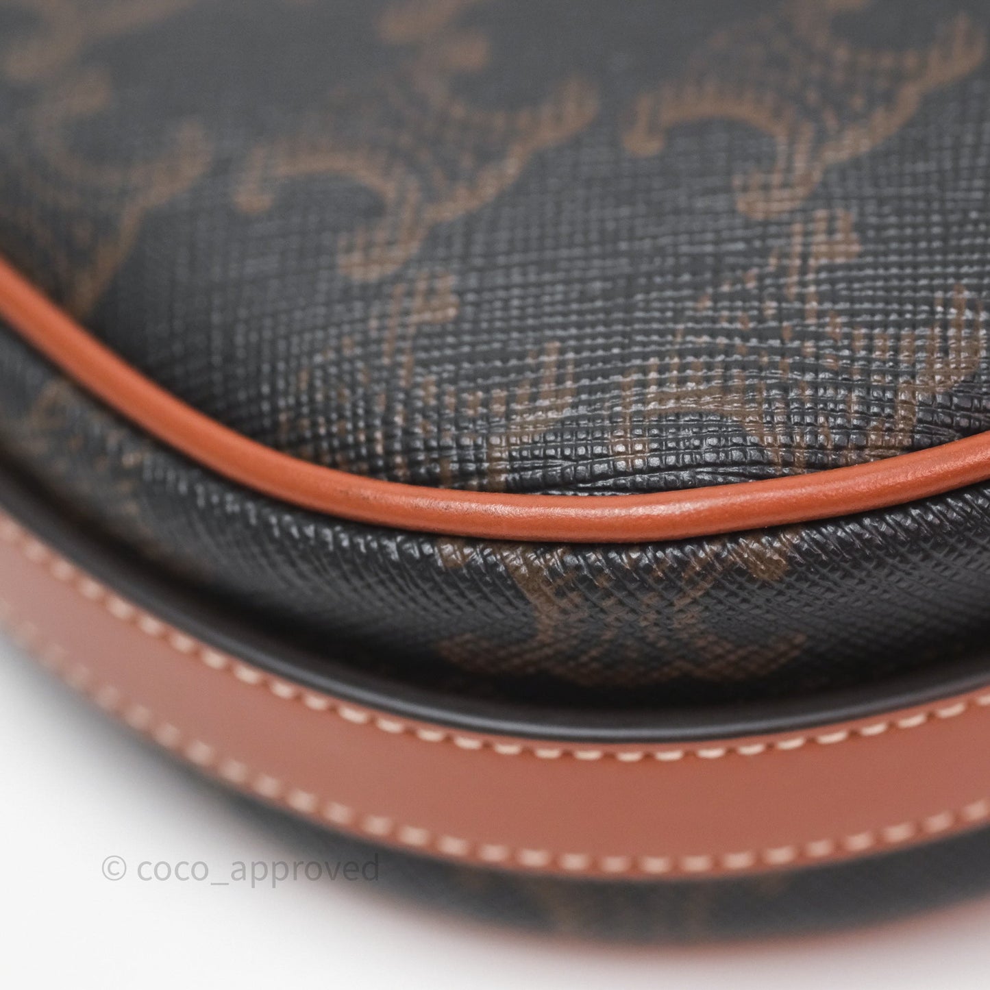 Celine Mini Ava Bag In Triomphe Canvas Calfskin Tan