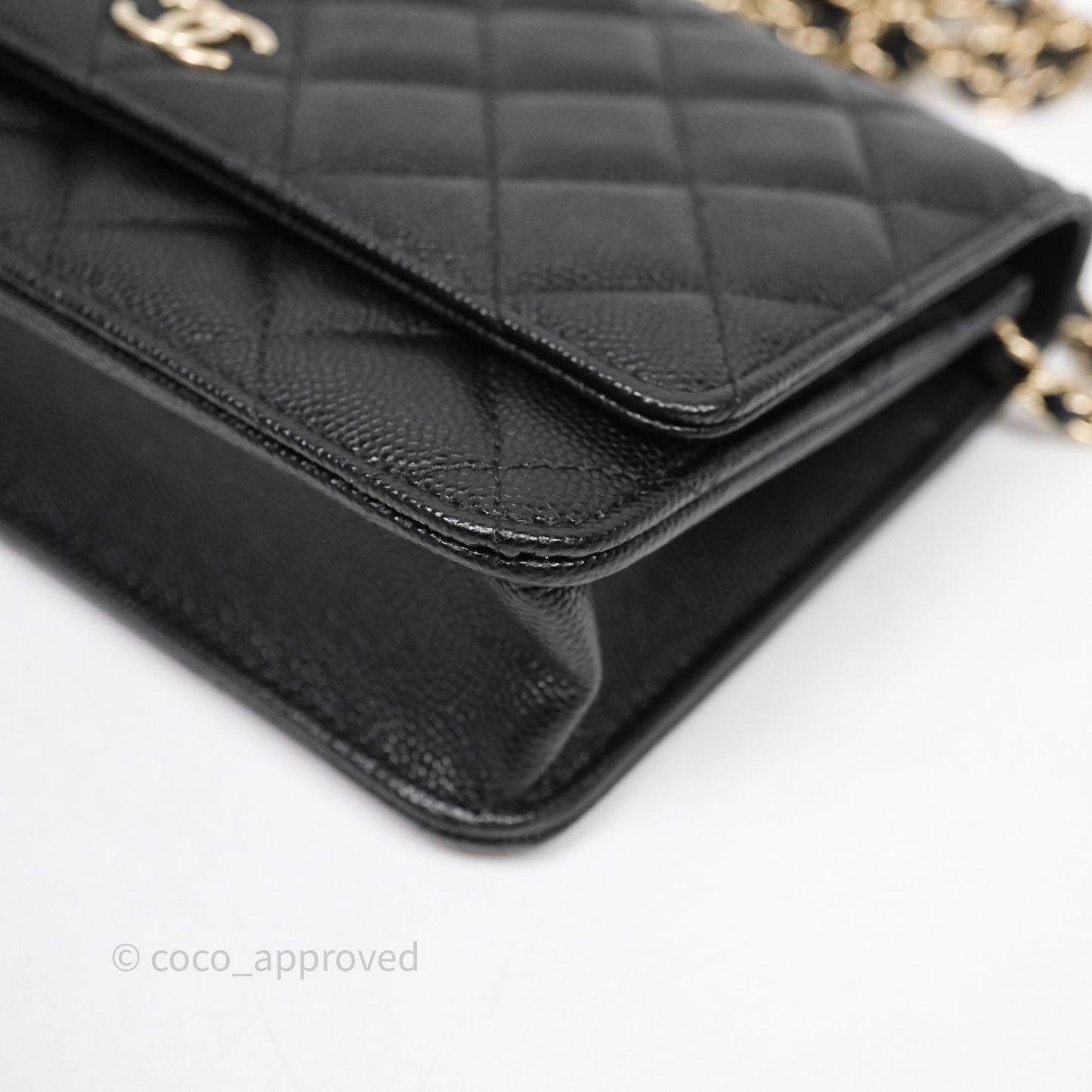 Chanel Quilted WOC with Charms Black Caviar Gold Hardware