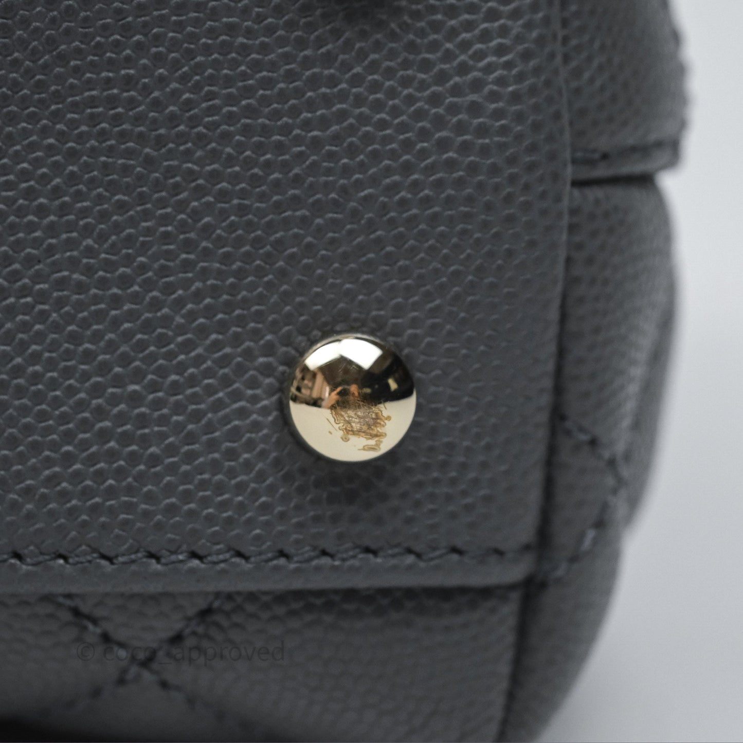 Chanel Small Coco Handle Quilted Grey Caviar Gold Hardware 23K