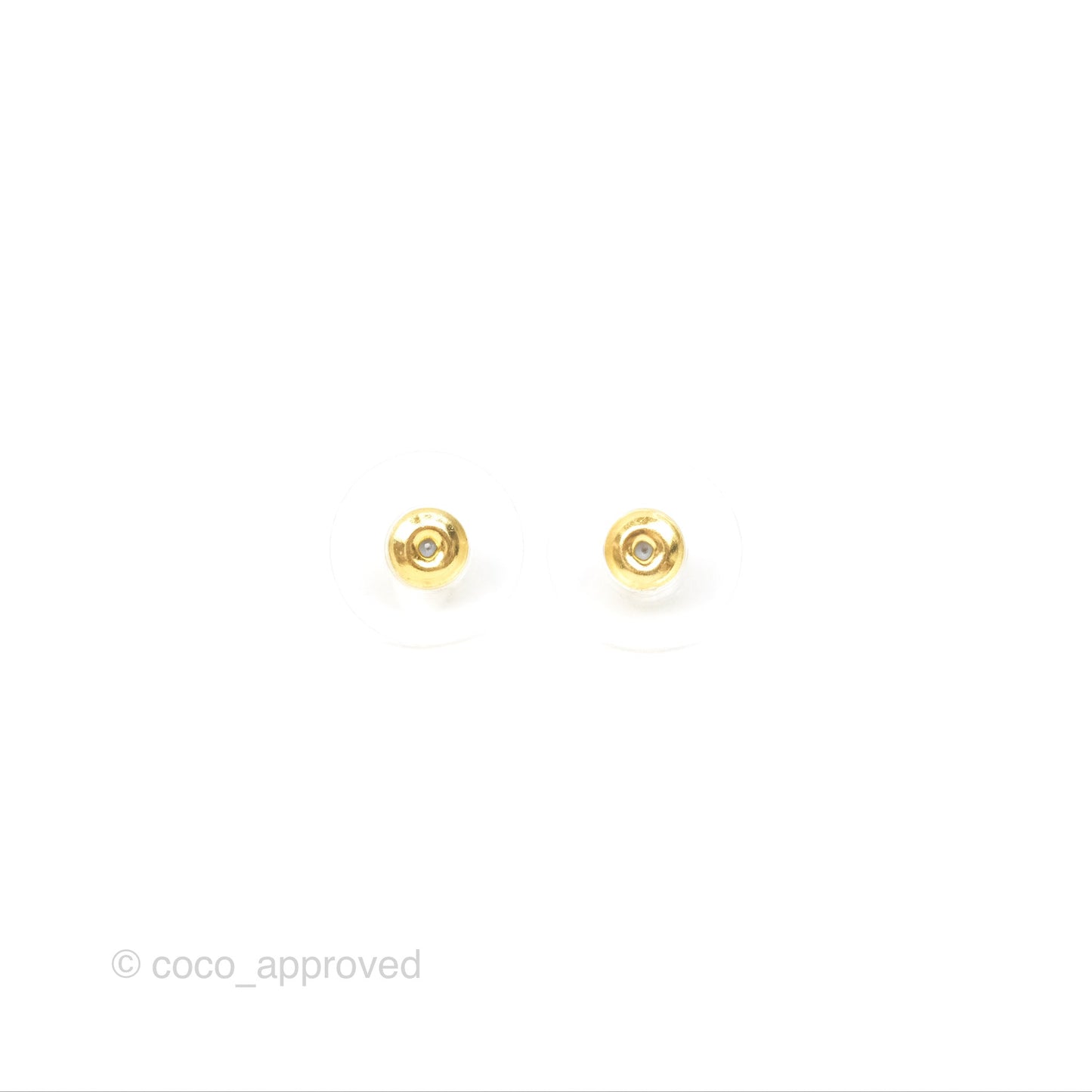 Chanel Oval Blue Resin Heart CC Drop Earrings Gold Tone 23C