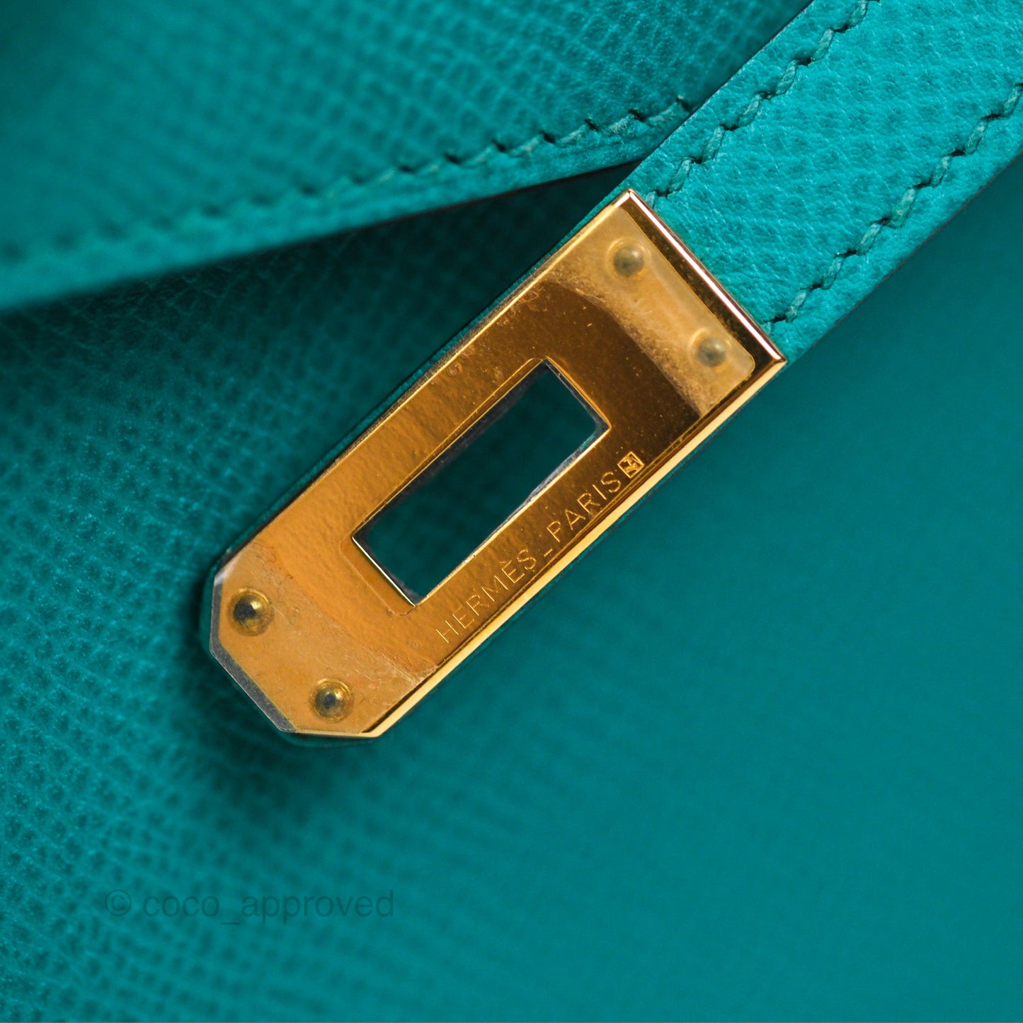 Hermès Sellier Kelly 25 Bleu Paon 7F Epsom Gold Hardware