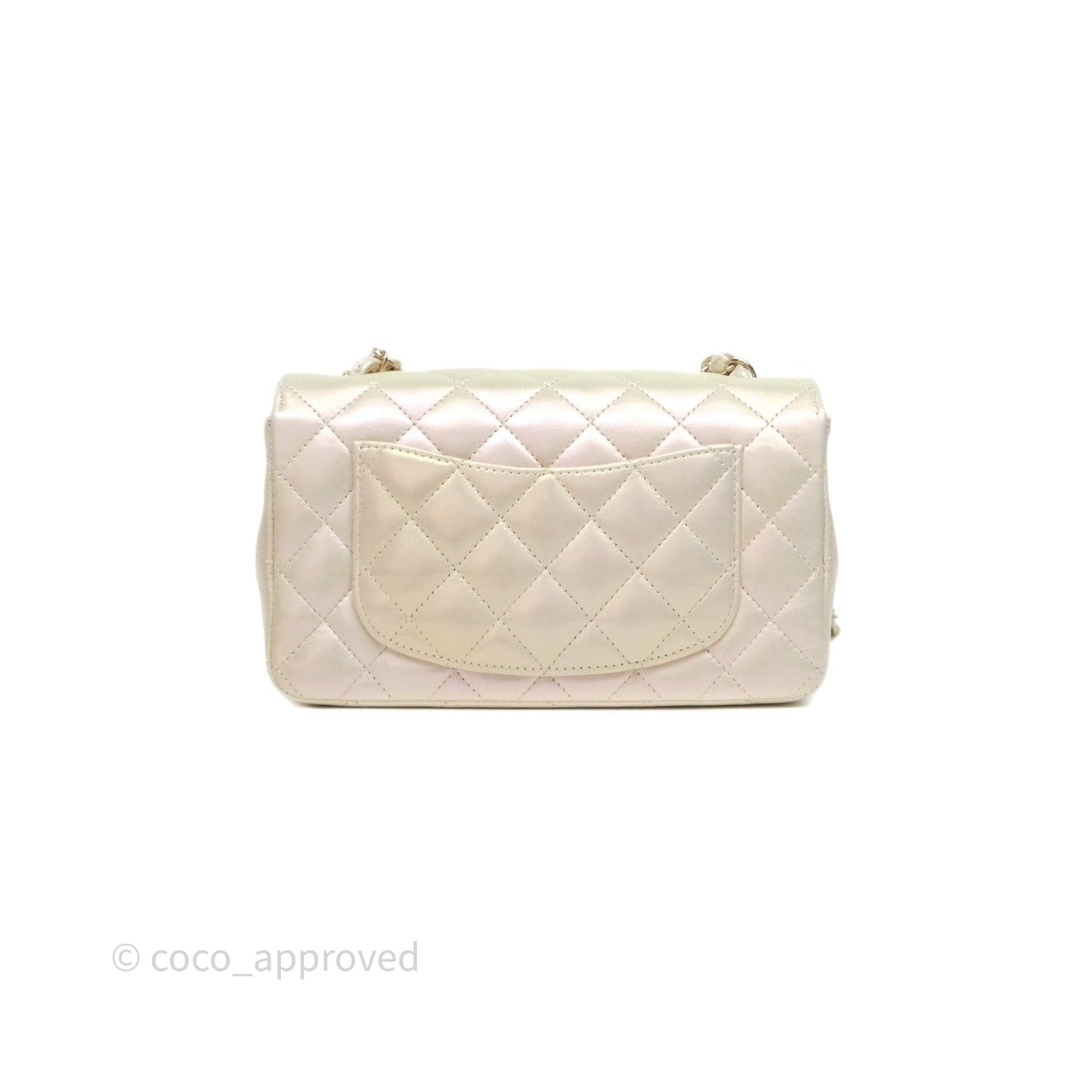 Chanel Mini Rectangular Quilted Iridescent Ivory Lambskin Gold Hardware 20B