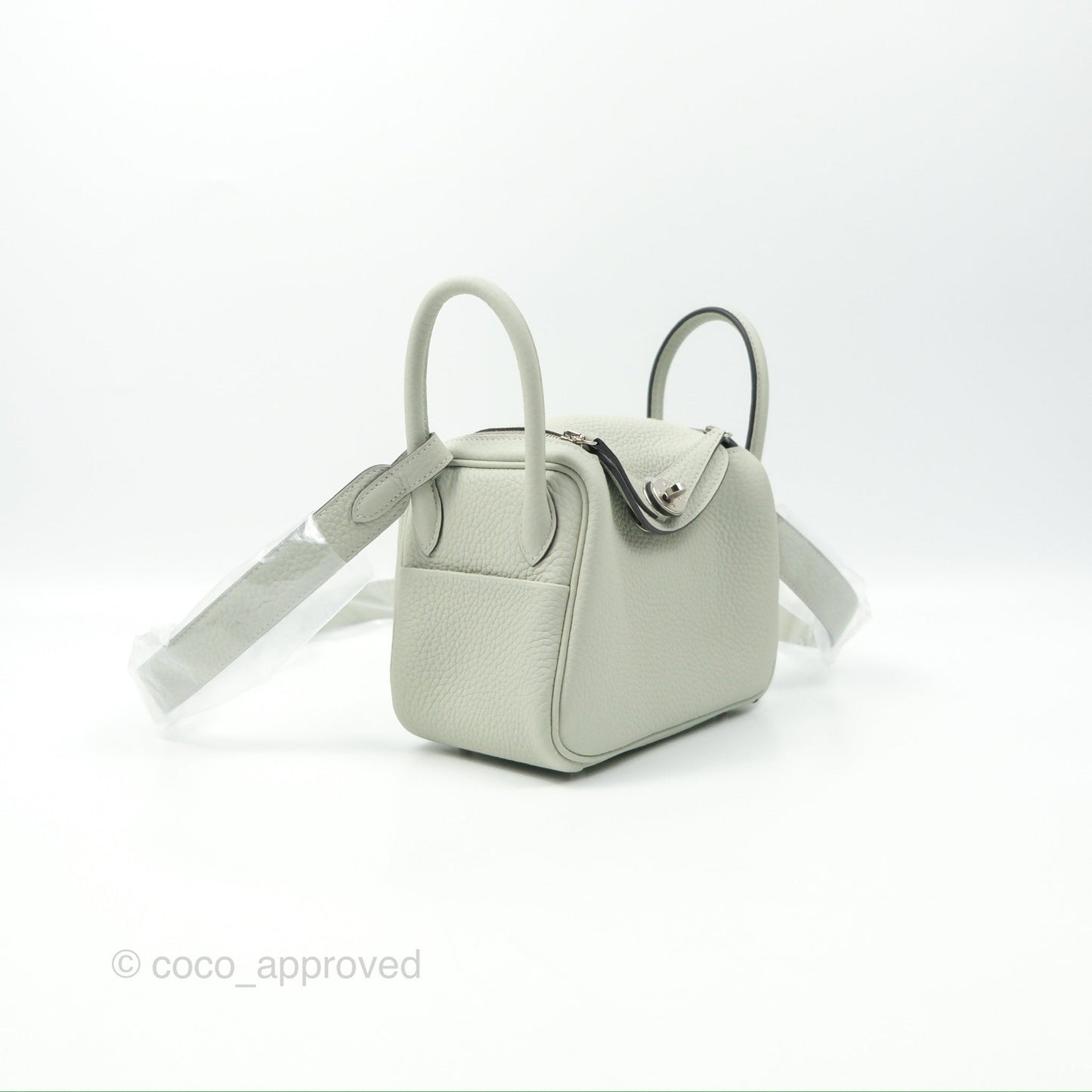 Hermès Mini Lindy 20 Gris Neve Clemence Palladium Hardware
